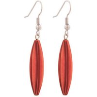 unbespielt Paar Ohrclips Ohrringe Rillenolive Kunststoff orange-antik 30 x 9 mm, Modeschmuck für Damen von unbespielt