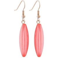 unbespielt Paar Ohrclips Ohrringe Rillenolive Kunststoff pink-transparent 30 x 9 mm, Modeschmuck für Damen von unbespielt