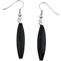 unbespielt Paar Ohrclips Ohrringe Rillenolive Kunststoff schwarz 30 x 9 mm, Modeschmuck für Damen von unbespielt