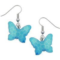 unbespielt Paar Ohrclips Ohrringe Schmetterling m. Schliff türkisblau Kunststoffperle 32 X 16mm, Modeschmuck für Damen von unbespielt
