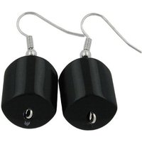 unbespielt Paar Ohrclips Ohrringe Schrägperle Kunststoff schwarz-glänzend 37 x 15 mm, Modeschmuck für Damen von unbespielt