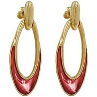 unbespielt Paar Ohrclips Ohrringe ovaler Ohrstecker aus vergoldetem Messing rostbraun glänzend, Modeschmuck für Damen von unbespielt