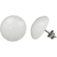 unbespielt Paar Ohrclips Ohrstecker creme-weiß Kunststoff 14 mm flach gewölbt gehämmert, Modeschmuck für Damen von unbespielt