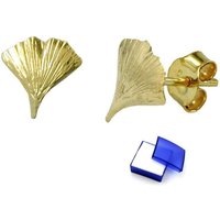 unbespielt Paar Ohrstecker Ohrringe Ginkgoblatt glänzend 9 Karat Gold 9 mm inklusive kl. Schmuckbox, Goldschmuck für Damen von unbespielt