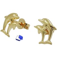 unbespielt Paar Ohrstecker Ohrringe Ohrstecker 10 x 7 mm Delfin Pärchen 375 Gold 9 Karat inklusive Schmuckbox, Goldschmuck für Damen von unbespielt