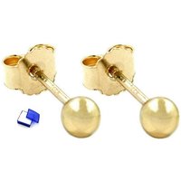 unbespielt Paar Ohrstecker Ohrringe Ohrstecker Kugel 3 mm hohl 375 Gold 9 Karat inklusive Schmuckbox, Goldschmuck für Damen von unbespielt