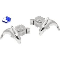 unbespielt Paar Ohrstecker Ohrringe Ohrstecker springender Delfin glänzend 925 Silber 10 mm inklusive Schmuckbox, Silberschmuck für Damen von unbespielt