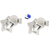 unbespielt Paar Ohrstecker Ohrringe Stern mit Zirkonia 925 Silber 6 mm inkl. Schmuckbox, Silberschmuck für Damen von unbespielt