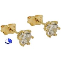 unbespielt Paar Ohrstecker Ohrringe Zirkonia 375 Gold 5 mm inklusive Schmuckbox, Goldschmuck für Damen und Herren von unbespielt