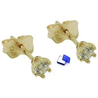 unbespielt Paar Ohrstecker Ohrringe mit Zirkonia 375 Gold 3 mm inklusive Schmuckbox, Goldschmuck für Damen und Herren von unbespielt