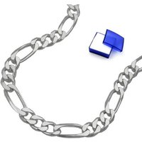 unbespielt Silberkette Halskette 4,8 mm flache Figarokette diamantiert 925 Silber 50 cm, Silberschmuck für Damen und Herren von unbespielt
