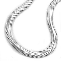 unbespielt Silberkette Halskette 4 mm Schlangenkette flach glänzend 925 Silber 42 cm, Silberschmuck für Damen und Herren von unbespielt