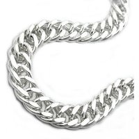 unbespielt Silberkette Halskette 6 mm Zwillingspanzerkette diamantiert 925 Silber 50 cm, Silberschmuck für Damen und Herren von unbespielt