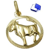 unbespielt Sternzeichenanhänger Kettenanhänger Anhänger Sternzeichen Stier aus 375 Gold 15 mm, Goldschmuck für Damen und Herren von unbespielt