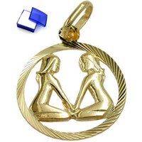 unbespielt Sternzeichenanhänger Kettenanhänger Anhänger Sternzeichen Zwillinge 9 Karat Gold 15 mm inklusive kleiner Schmuckbox, Goldschmuck für Damen und Herren von unbespielt