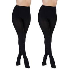 Thermo-Strumpfhose für Damen, 140 Denier, Schwarz, 2 Stück, 2er-Set, 38 von undercover lingerie