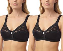 undercover lingerie Damen BH ohne Bügel, feste Kontrolle, weiche Spitze, Schwarz oder Weiß, 2 x schwarz, 100C von undercover lingerie