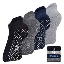 unenow Unisex rutschfeste Socken mit Kissen für Yoga, Pilates, Barre, Zuhause und Krankenhaus, 4 Paar - schwarz/dunkelgrau/blau/hellgrau, L von unenow