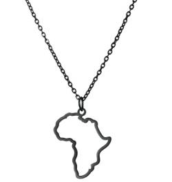 Karten-Anhänger Halskette für Damen und Herren, Edelstahl, personalisierbar, minimalistisch, ausgehöhlt, Afrika-Karte, Umrisse, Halsketten, Schmuck, Edelstahl, Ohne Edelstein von unift