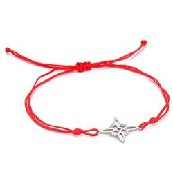 unift Celtic Knot Armband Für Frauen/Männer Edelstahl Witchcraft Muster Celtic Knot Double Rope Armband Wiccan Amulett Geometric Jewelry (Rot+Silber) von unift