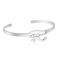 unift Eye of Horus Armreif für Frauen Edelstahl Chic Einfach Ägyptisches Auge des Horus Ankh Offener Armreif Armband Schutzamulett Schmuck, Ohne Edelstein von unift