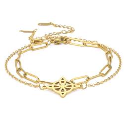 unift Hexen-Knoten-Armband für Frauen, Edelstahl, keltischer Knoten, Wiccan-Symbol, geschichtetes Armband, einzigartiger Charme, verstellbar, doppellagiges Armband, Schmuck, Geschenke (Gold) von unift