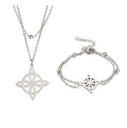 unift Hexen-Knoten-Armband für Frauen, Edelstahl, keltischer Knoten, Wiccan-Symbol, geschichtetes Armband, einzigartiger Charme, verstellbar, doppellagiges Armband, Schmuck, Geschenke (Silber 3) von unift