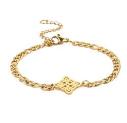 unift Keltischer Knoten-Armband für Damen und Mädchen, Edelstahl, Mode-Charm, irische, keltische Hexen, Knoten, Armband, Wicca-Symbol, Schmuckgeschenk (Gold, Edelstahl), Ohne Edelstein. von unift