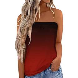 Damen Sommer Sexy Tube Top Schulterfrei Ärmellos Oberteile Trägerlos Bandeau Bluse Shirt Strand Weste Bandeautop Schlauchshirt Rückenfrei Bandeau Schlauchshirt Bluse Sexy Sommer Oberteile von unilarinna