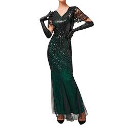 Frauen Vintage Kleider sexy Cocktailkleid ärmellose 1920er Jahre Party helles Abendkleid Kurze Ärmel Slim Fit Lange Fischschwanz Rock Damen 1920 Pailletten Kleid Mode Kurze Partykleid von unilarinna