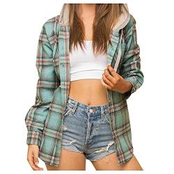 Karobluse Damen Langarm Flanell Urban Style Flanellhemd Karohemd Beiläufig Hemdbluse Übergröße Karobluse Elegante Karierte Jacke Mode Outdoorjacke Boyfriend Tuniken Tops Langarmshirt von unilarinna