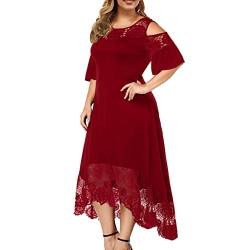 Plus Size Maxikleider Mode Sommerkleid Damen Blumendruck V-Ausschnitt Abendkleid Kurzarm Freizeitkleid Kurzärmliges Kleid mit für in Übergröße Schönes Tunikakleid Partykleid von unilarinna