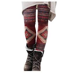 unilarinna Leggings Damen Thermoleggins Print Leggins Bunt Stretch Frauen Hosen Schlanke Lässige elastische Weihnachtshose mit langem Stiefel Elastische Winterleggins Elastisch Thermoleggings von unilarinna