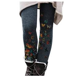 unilarinna Leggings Damen Thermoleggins Print Leggins Bunt Stretch Frauen Hosen Schlanke Lässige elastische Weihnachtshose mit langem Stiefel Elastische Winterleggins Elastisch Thermoleggings von unilarinna