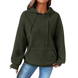 unilarinna Oversize Hoodie Damen Gerippt Sweatshirt Leichtes Pullover-Top Herbst Einfarbig Kapuzen-Sweatshirt Mode kariert Kapuzenpullover Mehrfarbig verfügbar von unilarinna