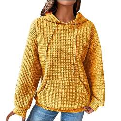 unilarinna Oversize Hoodie Damen Gerippt Sweatshirt Leichtes Pullover-Top Herbst Einfarbig Kapuzen-Sweatshirt Mode kariert Kapuzenpullover Mehrfarbig verfügbar von unilarinna