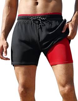 unitop Herren-Badehose, Boxerliner, 12,7 cm, Schrittlänge, schnell trocknend, coole Surfshorts, Schwarz, Größe 38 von unitop