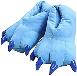 unlockgift Hausschuhe Herbst Winter Plüschtier Kostüm Pfote Klaue Schuhe Männer Frauen Kinder, Cosplay Tiger Dinosaurier Bär Panda Kostüm-28-32,Blue von unlockgift