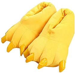 unlockgift Hausschuhe Herbst Winter Plüschtier Kostüm Pfote Klaue Schuhe Männer Frauen Kinder, Cosplay Tiger Dinosaurier Bär Panda Kostüm-28-32,Yellow von unlockgift