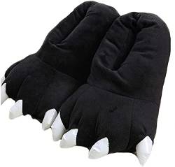 unlockgift Hausschuhe Herbst Winter Plüschtier Kostüm Pfote Klaue Schuhe Männer Frauen Kinder, Cosplay Tiger Dinosaurier Bär Panda Kostüm-35-38,Black von unlockgift