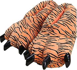 unlockgift Hausschuhe Herbst Winter Plüschtier Kostüm Pfote Klaue Schuhe Männer Frauen Kinder, Cosplay Tiger Dinosaurier Bär Panda Kostüm-35-38,Tiger von unlockgift