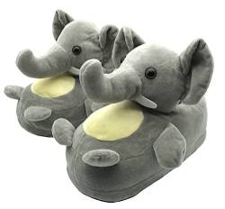 unlockgift Lustige Hausschuhe Elefant, Füße warme Booties Hausschuhe Damen, Hausschuhe Winter, Neuheit Tier Hausschuhe für Unisex Erwachsene Kinder-30-32,Elefant von unlockgift