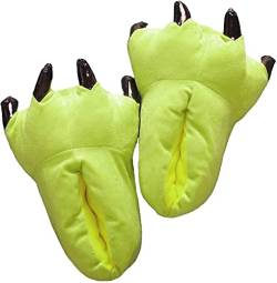 unlockgift Plüsch Hausschuhe Tiere, Dino Hausschuhe,Unisex Erwachsene Kinder Hausschuhe Lustig,bigfoot Kostüm, Kinder Schuhe Erwachsene Pfotenschuhe-Medium,Lime Green von unlockgift