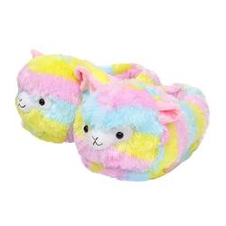 unlockgift Seemehappy Einhorn Hausschuhe Damen, Plüschtier Hausschuhe geschlossen, Einhorn, Hamster, Lama Fell Hausschuhe, Hausschuhe, 36-42,Alpaka Schuhe von unlockgift