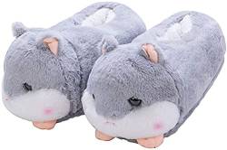 unlockgift Seemehappy Einhorn Hausschuhe Damen, Plüschtier Hausschuhe geschlossen, Einhorn, Hamster, Lama Fell Hausschuhe, Hausschuhe, 36-42,Gray von unlockgift