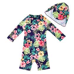 upandfast Baby Badeanzug mit Sonnenhut UPF 50+ Badebekleidung für Baby(Blume,24-36 Monate) von upandfast