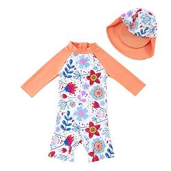 upandfast Baby Badeanzug mit Sonnenhut UPF 50+ Badebekleidung für Baby(Sonnenblume,18-24 Monate) von upandfast