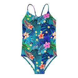 upandfast Baby Einteiliger Badeanzug für Mädchen Hawaiian Badeanzug Strand Schwimmanzug(Blauer Blume,3 Jahre) von upandfast