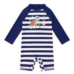 upandfast Baby Jungen Badeanzug mit Knöpfen UPF50+ Badebekleidung Für Baby UV-Schutz(Strip Turtle, 18-24 Monate) von upandfast