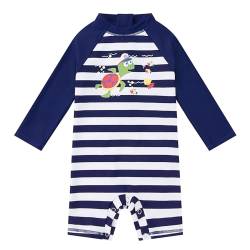 upandfast Baby Jungen Badeanzug mit Knöpfen UPF50+ Badebekleidung Für Baby UV-Schutz(Strip Turtle,3-6 Monate) von upandfast